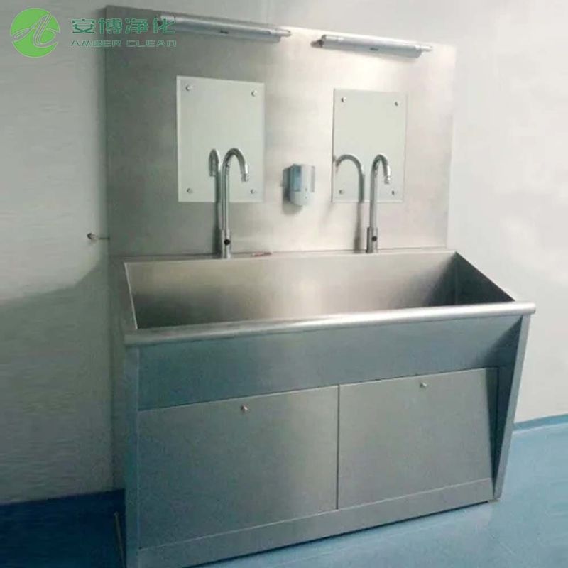 Automatischer Sensor-Schalter Medizinische Edelstahlspüle mit zwei Sitzen und Spiegeln